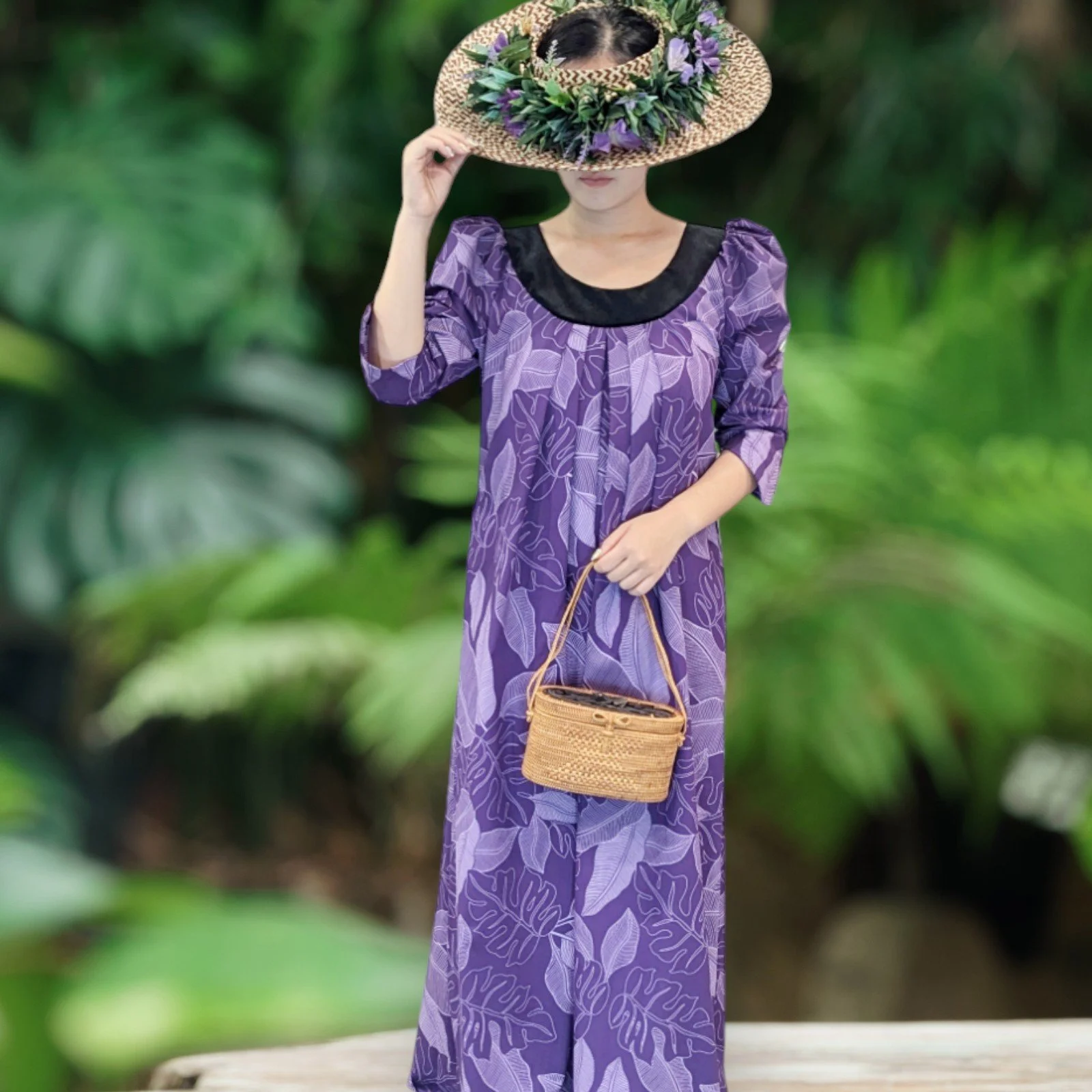 【美品 ハワイ製 フラダンス衣装】パープル Princess Kaiulani 2025年最新】ムームー プリンセスカイウラニ?の人気アイテム